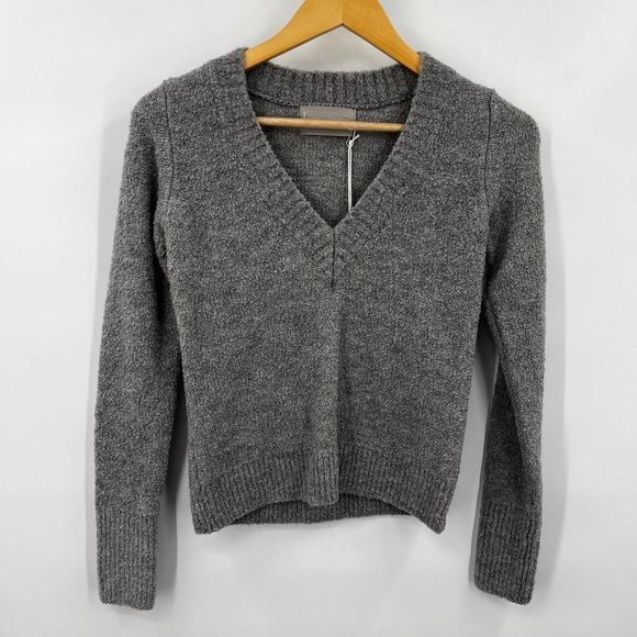 Everlane The Teddy V Neck Wool Blend Boucle in Heather Gray‎ NWT Size XXS - Picture 4 of 12
